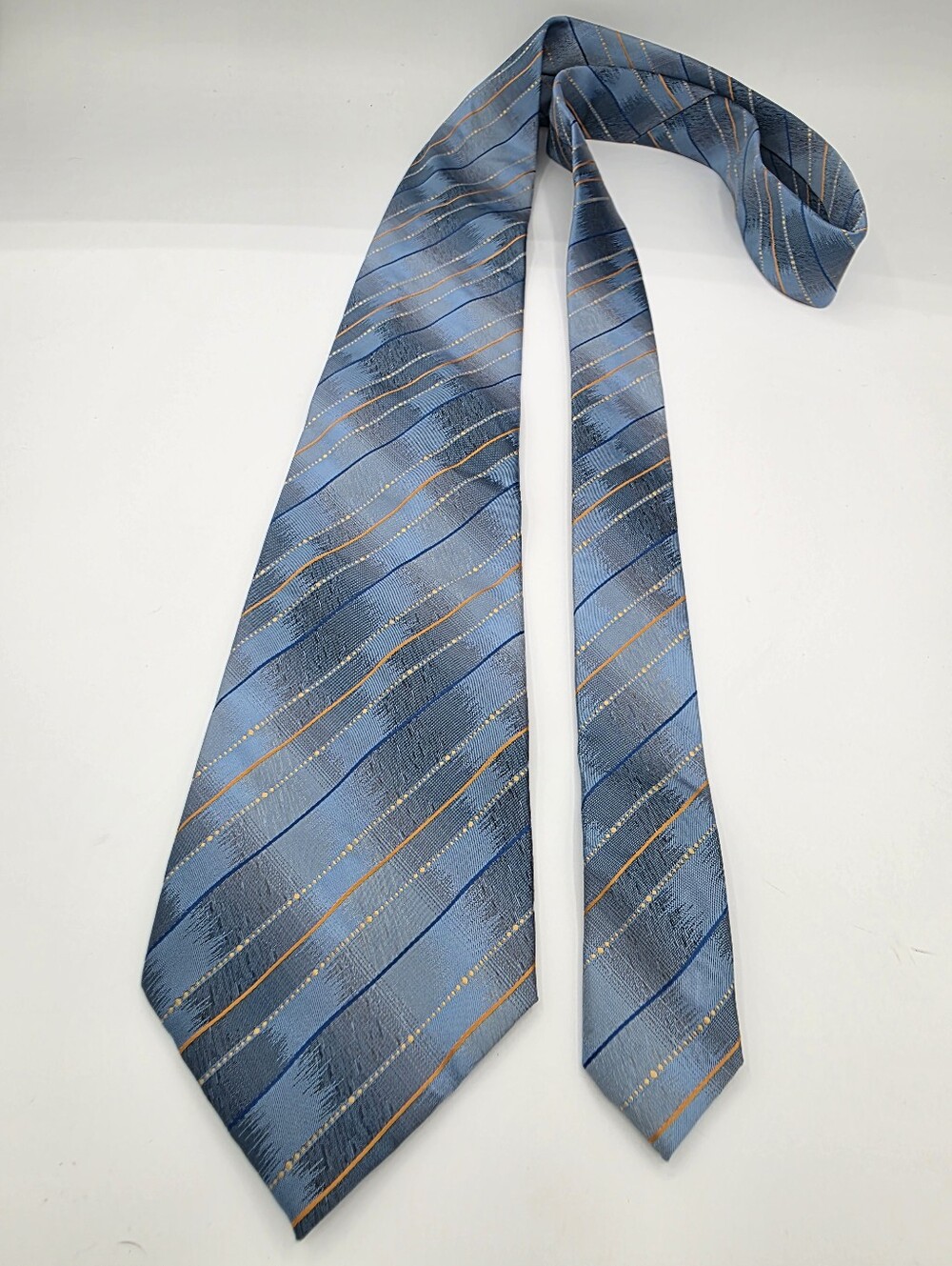 Fendi Blue Silk Tie Orange Stripe Made in Italy Luxury Designer